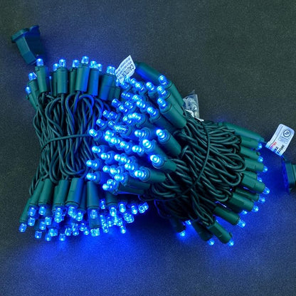 YULETIME Blue Wide Angle LED Christmas Lights 200 Count 50 ft, Pack of 2 Strands 25 ft 100 Lights UL Certified Commercial Grade String Light Set (Blue)