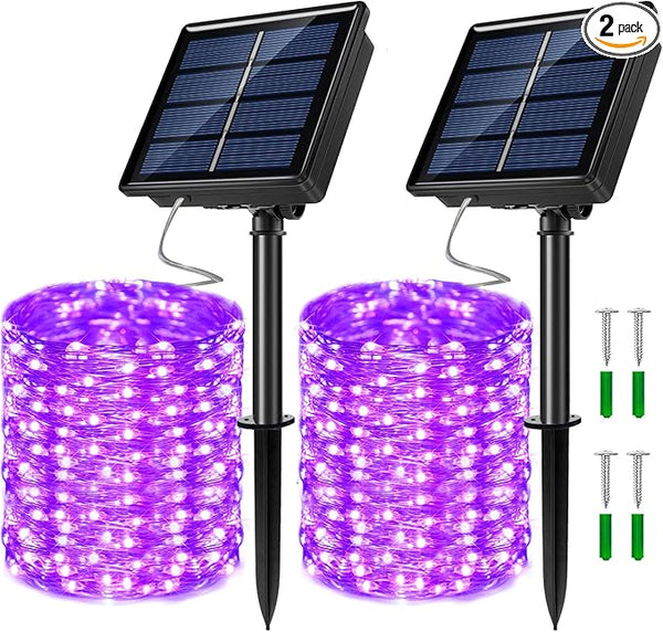 2 Pack Solar Powered Fairy String Lights Outdoor Waterproof 8 Modes Twinkle Christmas Decorations Lights, Each | Lumora
