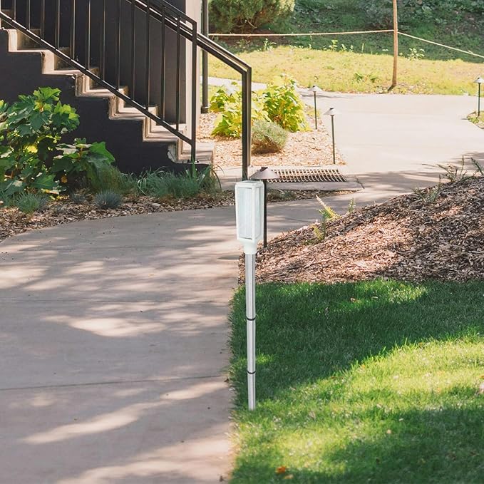 BESTonZON Solar Stake Light Outdoor Solar Pathway Lights for Patio and Garden White LED Lawn Lighting Warning Lamp for Yard and Courtyard