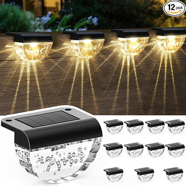 12 Pack Solar Deck Lights Outdoor, Solar Step Lights Waterproof for Outside, Yard, Patio, Garden, Pool, Railing | Lumora