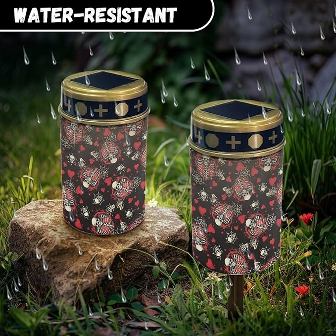 ZOUTAIRONG Skulls Solar Light for Cemetery Grave 4 Pack Solar Garden Lights Grave Decorations for Cemetery Solar Pathway Lights Outdoor Cemetery Solar Lights for Grave Solar Lights