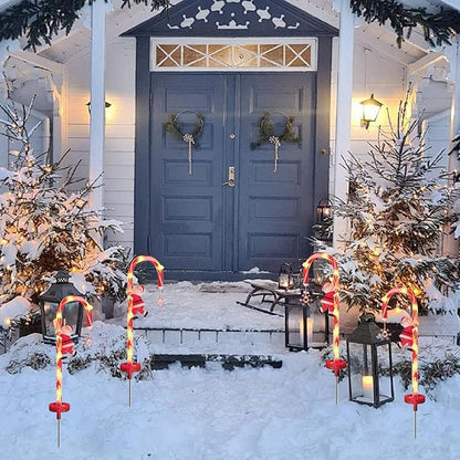 Christmas Outdoor Decorations, 2PCS 8LED Solar Candy Cane Lights, 28 Inch Waterproof Candy Cane Christmas Decorations for Garden Lawn Yard Pathway Patio, Christmas Outdoor Decorations