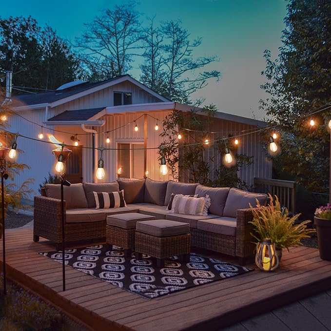 100FT Solar String Lights Outdoor Waterproof with Remote Control Solar Patio Lights 30+2 shatterproof LED E26 S14 | Lumora