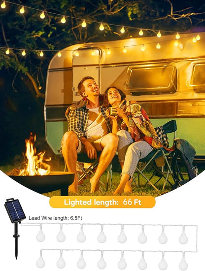 Brightown Solar Lights Outdoor Waterproof, 66Ft 200 LED Globe Solar String Lights for Outside, 8 Modes Outdoor Solar Lights for Yard Balcony Patio Tree Canopy Party (Warm White)