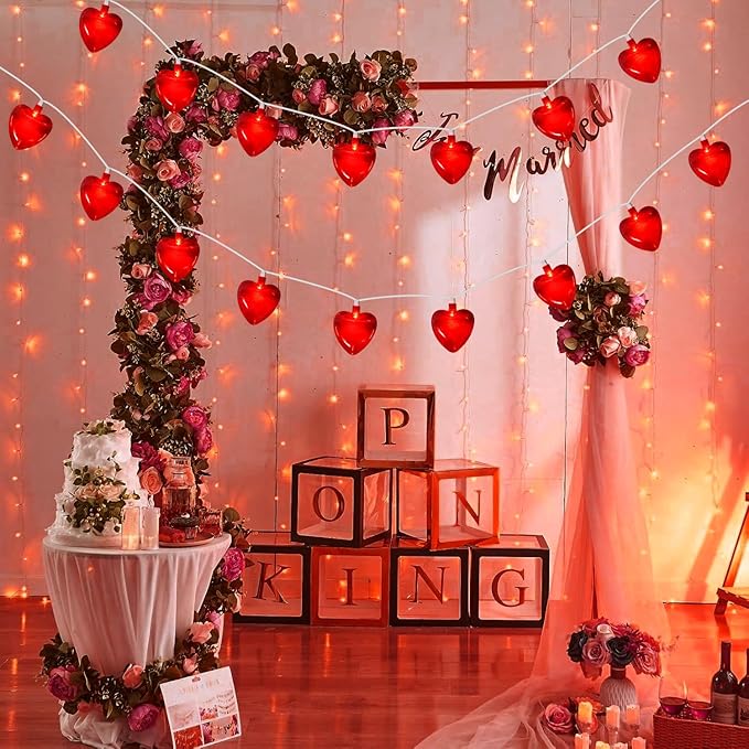 Red Heart String Lights, 8.5Ft Valentines Day Decorations Light with 10 LED Red Heart - Decorative Outdoor Light | Lumora