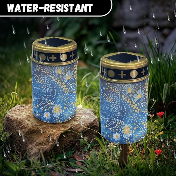 Blue Bling Flower Solar Garden Lights Outdoor LED Lantern Pathway Stake Lights Solar Waterproof Solar-Powered Fairy | Lumora