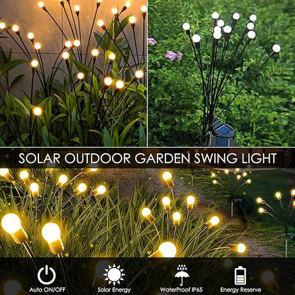 Lychee Solar Garden Lights, Solar Outdoor Firefly Lights, 10LED, 2 Pack, 10T-2P