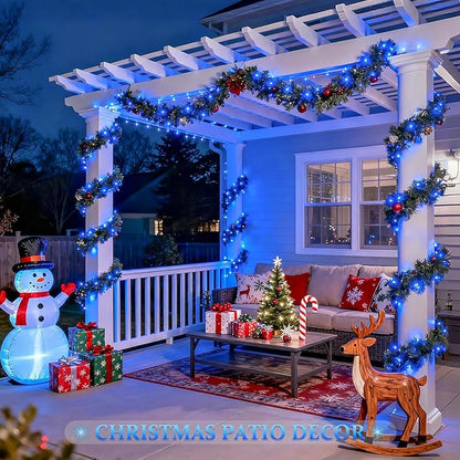 JMEXSUSS 2 Pack Blue Solar String Lights Outdoor Waterproof, Each 33ft 100 LED Solar Fairy Lights, 8 Modes Copper Wire Mini Christmas Light for Outside Patio Garden Tree Christmas Decorations
