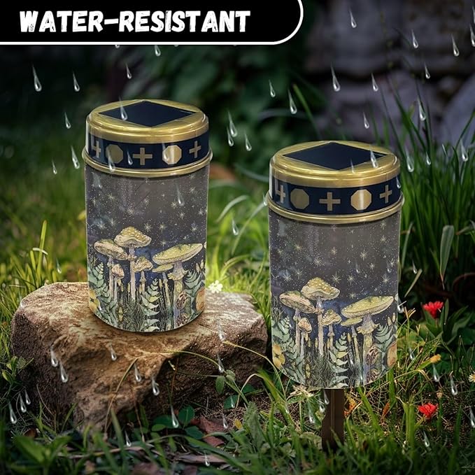 Solar Lights Outdoor Garden, Waterproof Mushrooms Solar Powered Stake Lights, Cemetery Lights for Grave Walkway Driveway Yard Backyard Lawn Landscape Decor