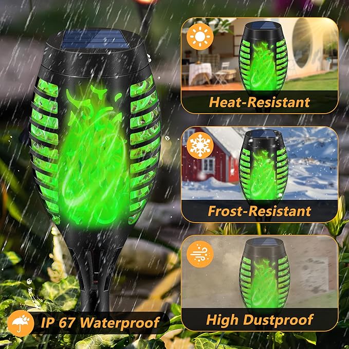 Solar Torch Lights for Garden Decor, 8 Pack 12 LED Solar Lights, Flame Torch Solar Lights Outdoor
