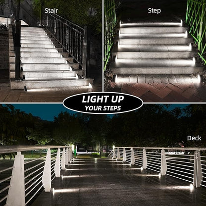 NIORSUN Solar Step Lights for Outside, Solar Stair Lights Outdoor Waterproof IP67 Auto On Off, Cool White, Outdoor Lights for Steps,Stair,Patio,Yard,Porch,Front Door,Sidewalk,Deck Decor,Brown, 8 Pack