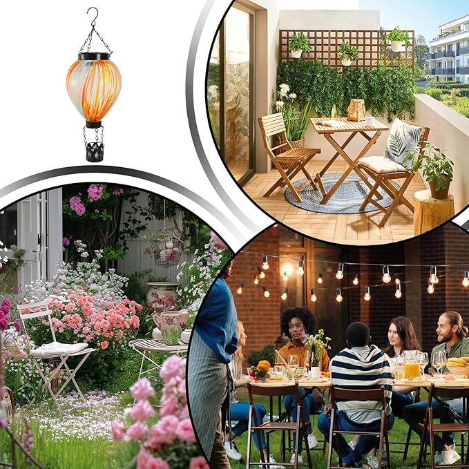 Solar Hot Balloon - Outdoor Garden Pathway Light, Decorative Landscape Lamp with Auto Dusk Dawn Sensor, Waterproof Garden Stake Light with Warm Glow Design, Porch Decor for Backyard Fence