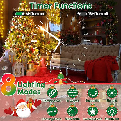 XURISEN 403FT 1000 LED String Lights Outdoor Green Wire Christmas Lights 8 Modes & Timer Waterproof Fairy Lights Plug in for Party, Wedding, Yard, Garden, Indoor/Outdoor Decorations(Warm White)