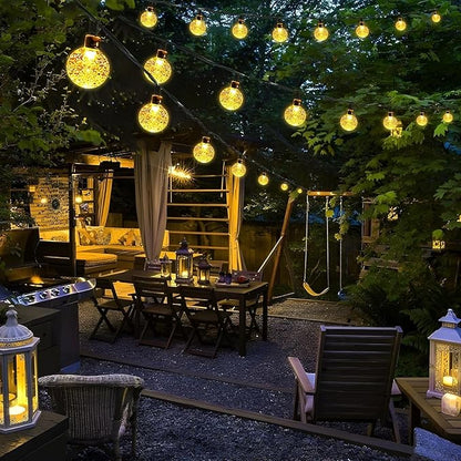 Solar String Lights Outdoor Waterproof, 1 Pack 50 LED 2.3CM 23 FT Each, Solar Powered Patio Lights with 8 Lighting Modes for Garden Yard Porch Wedding Party.. (Warm Color)
