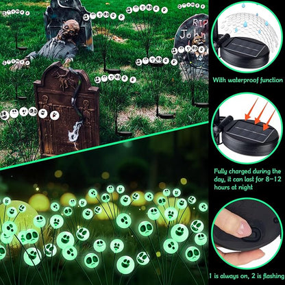 Tuanse 2 Pcs Outdoor Halloween Decorations Waterproof Halloween Solar Lights Scary Ghost Lights for Garden Yard Lawn Pathway (Green)