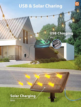 addlon 104FT(98FT+6) Solar String Lights Outdoor Waterproof with USB Port & Remote Control Solar Patio Lights for | Lumora