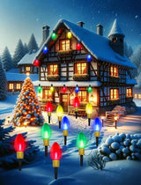 C9 Outdoor Christmas Pathway Lights, Set of 4 Outdoor Lawn Christmas Lights with C9 Clear Multicolored Jumbo LED | Lumora