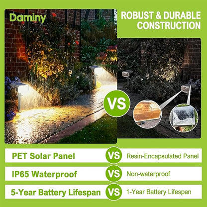 DAMINY Solar Spotlights Outdoor Waterproof IP65,2 CCT(Warm White & Cool White),4 Lighting Modes Solar spot Lights for Yard,Garden,Pathway,Landscape,Auto On/Off-2 Pack