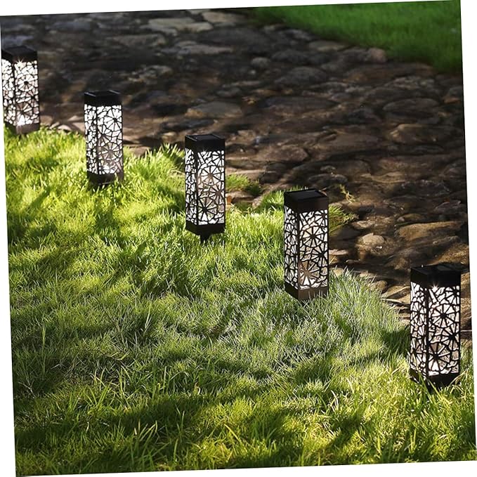 SUPVOX Solar Lawn Lights 2-Pack Hollow Ground Plug Outdoor Garden Lamps Warm White Landscape Path Lighting for Yard Driveway Patio