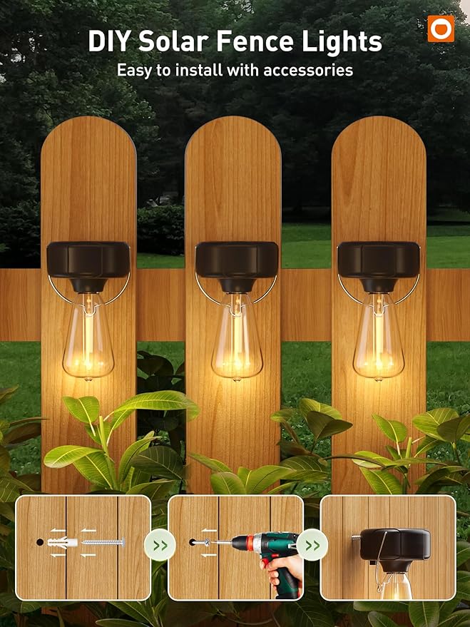 addlon Solar String Lights G50 50FT with 8Packs Solar Lights Fence Lights Outdoor