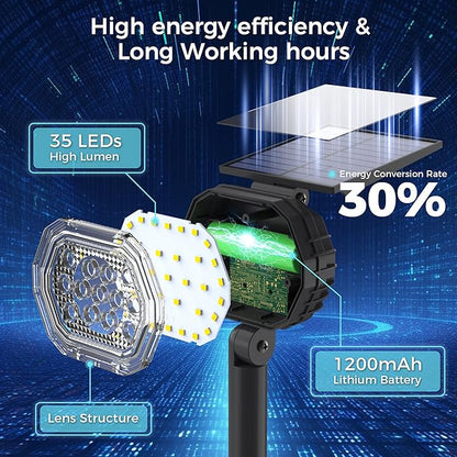 Solar Spot Lights Outdoor Waterproof IP65, 3 Modes Solar Lights Outdoor 35 LED Landscape Lighting, Spot Uplights for Garden Patio Yard Walkway Driveway House Backyard, 4 Pack Neutral White(4000K)