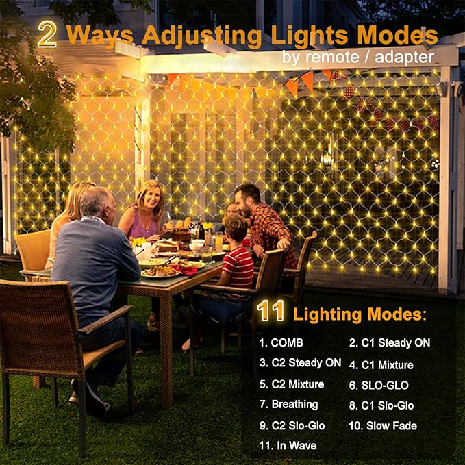 ZAIYW Dual Color Changing Net Lights 20Ft x13Ft 660 LED Christmas Net Light Outdoor Mesh Lights Plug in Bush Light with Timer Remote for Bushes Garden Wedding Xmas Decor (Warm White & Multicolor)