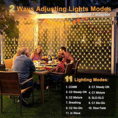 ZAIYW Dual Color Changing Net Lights 20Ft x13Ft 660 LED Christmas Net Light Outdoor Mesh Lights Plug in Bush Light with Timer Remote for Bushes Garden Wedding Xmas Decor (Warm White & Multicolor)