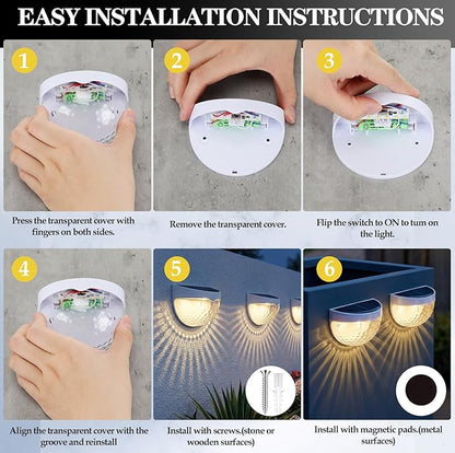 VIHOSE 8 Pack Raised Garden Bed Solar Lights Magnetic with Dusk to Dawn Sensors Wide Angle IPX4 Waterproof Solar Powered Lights Outdoor for Planter Raised Beds Garden Patio Yard Fence, Warm White