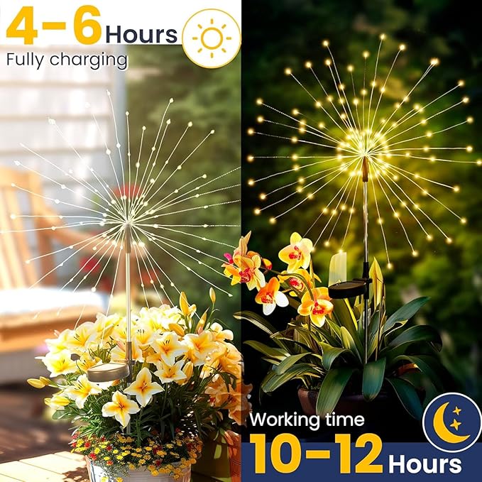 4 Pack Solar Firework Lights 200 LED Create Magical Nights, Waterproof Starburst - Outdoor Security Flood Light | Lumora