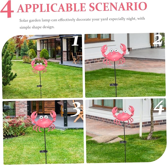 VICASKY Crab Lamp for Fairy Garden Solar Pathway Light Patio Decorative Lantern
