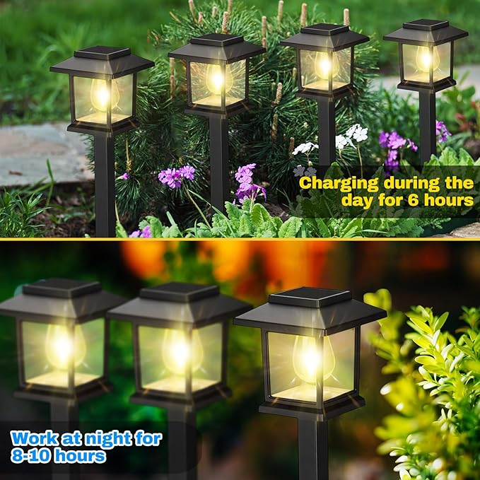 20 Pack Solar Pathway Outdoor Lights Waterproof IP55 House Shape Solar Walkway Garden LED Lights Decoration for Yard Patio Landscape Outside Lawn Driveway
