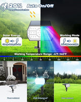 Solar Multicolor Lights Outdoor, 7 Lighting Modes Solar Light Outdoor Waterproof IP68, Color Changing RGB Powered | Lumora