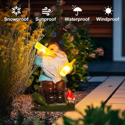 DKJOCKY Gnome Garden Decor Statue with Solar Light Lantern,Birthday Gifts for Women Mom Grandma,Funny Waterproof Resin Figurine Outdoor Decorations for Yard Patio Lawn Balcony Porch