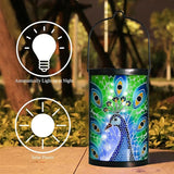 Hanging Solar Lantern Outdoor Waterproof Peacock Solar Lights Glass Tabletop Decorative Lamp for Outdoor Patio | Lumora