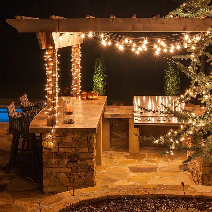 Wintergreen Lighting C7/E12 Light Stringer, E12 Sockets, 12” Socket Spacing, Outdoor String Patio Christmas Lights | Lumora