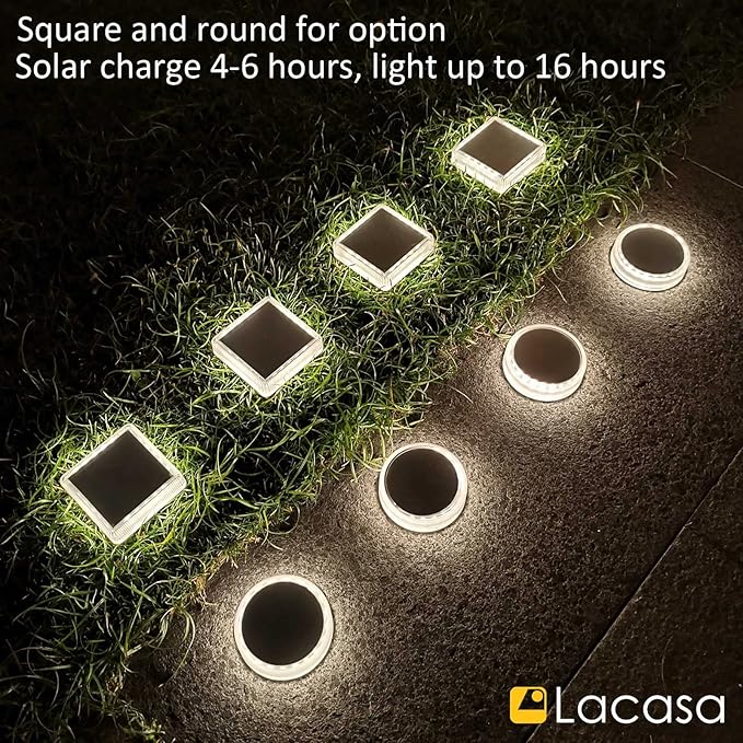 Lacasa Solar Deck Lights Outdoor Waterproof LED Solar Step Lights Driveway Lights, White 4000K, for Garden Yard | Lumora