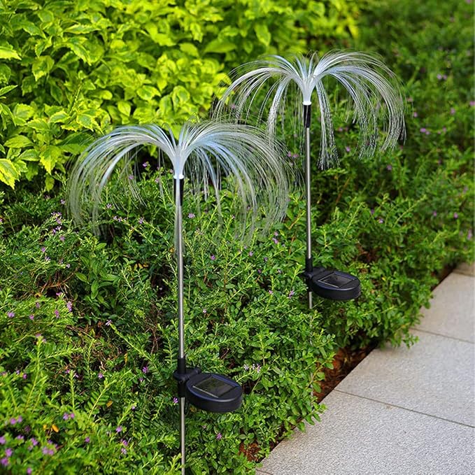 Ulalaza 2PCS Garden Solar Lights Multi-Color Changing LED Flower Stake Light Decorative Landscape Lawn Yard Outdoor Lights The Length 58 * 43 * 81mm/2 * 2 * 3inch Warm Light