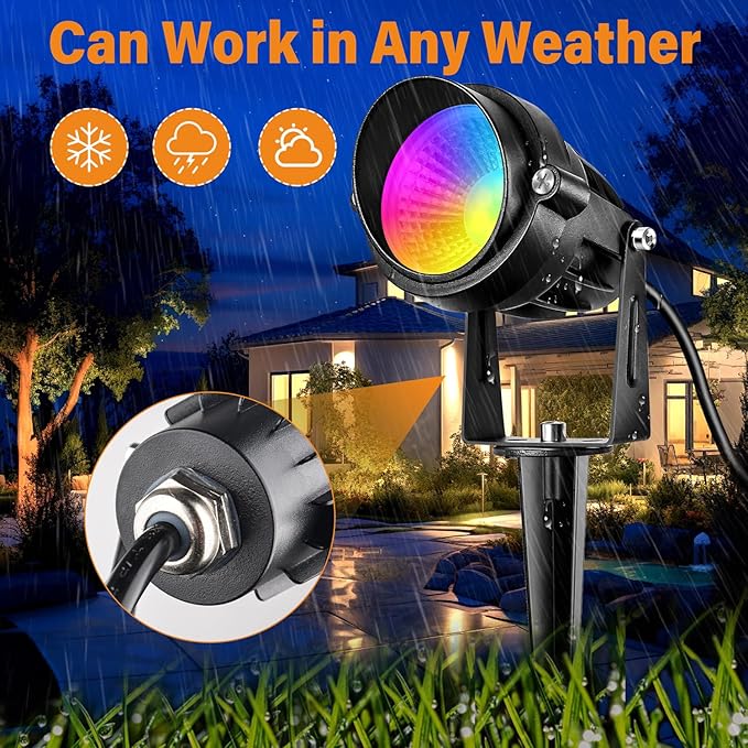 RGBW Low Voltage Landscape Lights, 16 Color Changing Outdoor Landscape Lighting with Remote Control IP67 Waterproof | Lumora