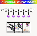 105FT Solar Outdoor String Lights, 32 Shatterproof E26 Edison LED Bulbs, Dimmable RGB Color Changing Patio Lights | Lumora