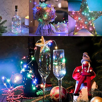 woohaha Solar String Lights, 2 Packs 100 LED Copper Wire Lights, Waterproof Fairy Decoration Starry String Lights - 8 Modes, Indoor/Outdoor for Gardens, Patios, Homes, Parties, Multi Color