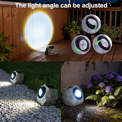 2 Pack Solar Fake Rock Light Outdoor Garden Decorations Spot Lights : Led Landscape Lighting for Pathway Lawn Patio Porch Yard Walkway