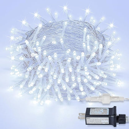 33FT 100 LEDs String Lights Waterproof Fairy Lights 8 Modes with Memory 30V Power Supply for Home, Garden, Wedding, Party, Christmas Decoration Indoor Outdoor (Cool White)