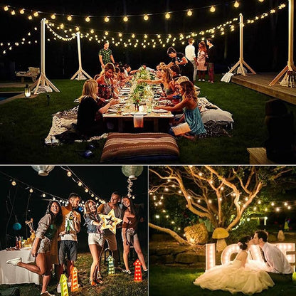Outdoor String Lights 25 Feet G40 Globe LED Patio Lights with 25 Edison Plastic Bulbs(2 Spare), Waterproof Connectable Hanging Lights for Backyard Porch Balcony Party Decor