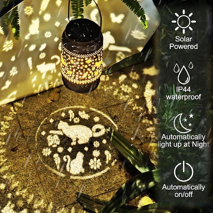 cat Solar Light Outdoor Waterproof Hanging Ornament, Solar Decoration LED Lantern Outdoor Garden Decoration | Lumora