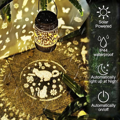cat Solar Light Outdoor Waterproof Hanging Ornament, Solar Decoration LED Lantern Outdoor Garden Decoration, Suitable for Patio, Patio, Lawn, Tabletop, Path, Landscaping, Cat Lover(cat)