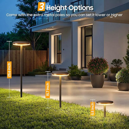 Tall Solar Pathway Lights Outdoor, 6 Pack 180° Adjustable Larger Head Solar Lights Outdoor Waterproof, Brighter Warm White/Cool White Garden Light for Yard Path Walkway Outside