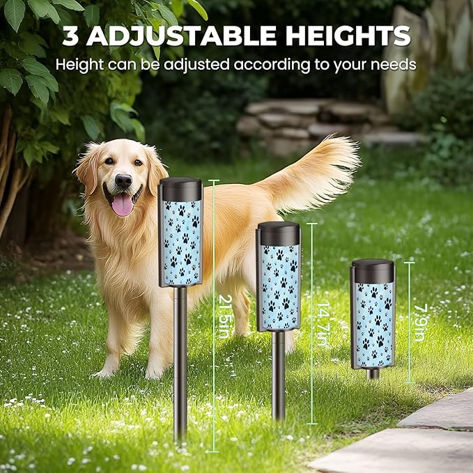 4 Pack Solar Pathway Lights Outdoor Waterproof Dog paw Print Seamless Traces Cat Textile Seamless Solar Garden Lights LED Landscape Lighting for Yard Walkway Lawn Garden Decor