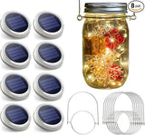 Urvoix Solar Mason Jar Lights - 8 Pack 30 LED Solar Fairy Lights Outdoor, Waterproof Mason Jar Lids Lights Solar | Lumora