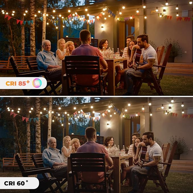 25FT G40 LED String Lights with 12 Plastic Edison Bulbs(2 Spare), Outdoor/Indoor Waterproof Lights for Patio, Garden, Wedding, Party, Festival Decoration