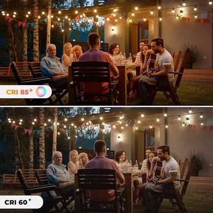 25FT G40 LED String Lights with 12 Plastic Edison Bulbs(2 Spare), Outdoor/Indoor Waterproof Lights for Patio, Garden, Wedding, Party, Festival Decoration